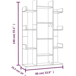 Bibliothèque Sonoma gris 86x25,5x140 cm Bois d'ingénierie vidaXL