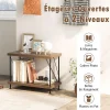 Bibliothèque Étagère à 2 Niveaux Ouverte Cadre Métallique Robuste Style Industriel pour Salon Bureau