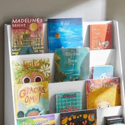 Bibliothèque Étagère à Livres Enfants Étagère de Rangement Jouets pour Enfants avec 4 Compartiments Ouverts, KMB32-W, SoBuy