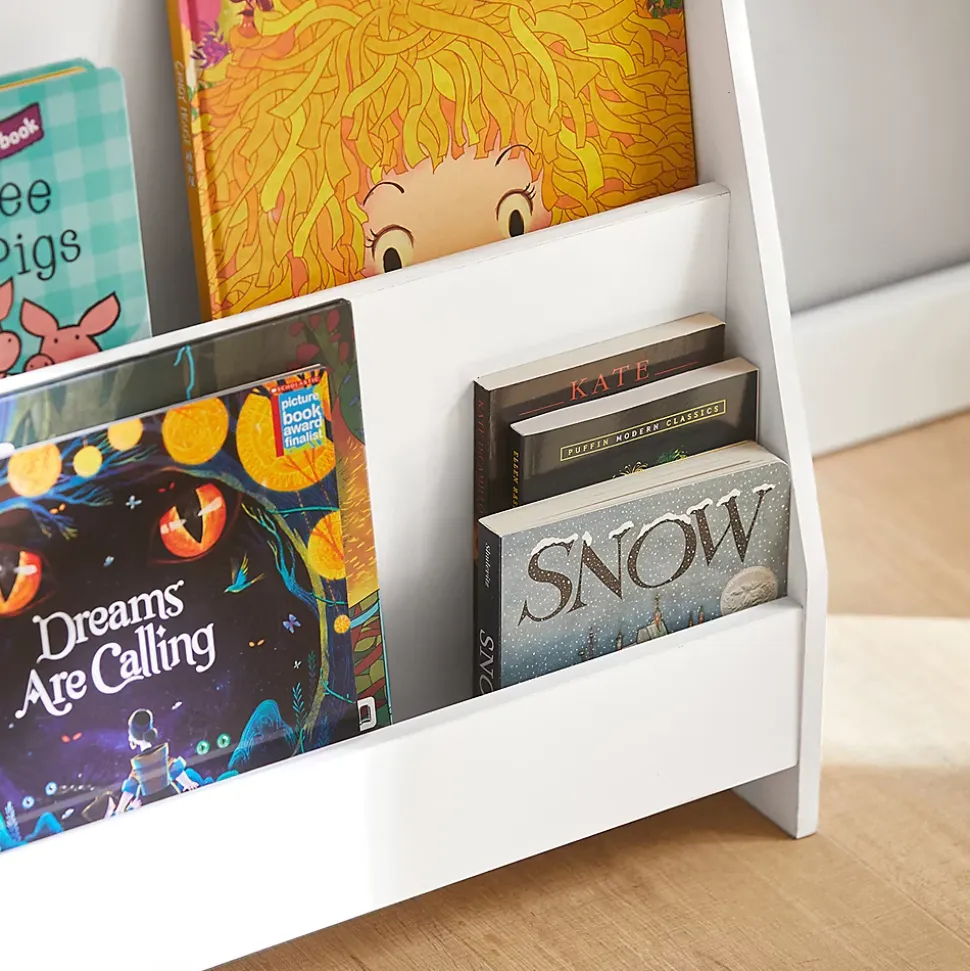 Bibliothèque Étagère à Livres Enfants Étagère de Rangement Jouets pour Enfants avec 4 Compartiments Ouverts, KMB32-W, SoBuy