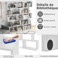 Bibliothèque Étagère 5 Niveaux 70x23,5x158CM Anti-Basculement,Meuble de Rangement pour Salon/Chambre/Bureau,Blanc