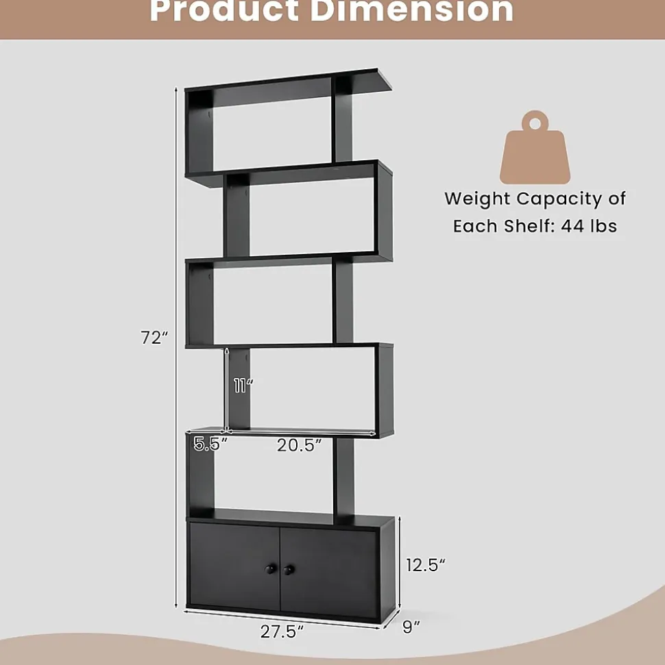 Bibliothèque étagère 5 Niveaux 70x23x183CM avec Armoire Anti-Basculement,Meuble de Rangement Style Industriel,Noir