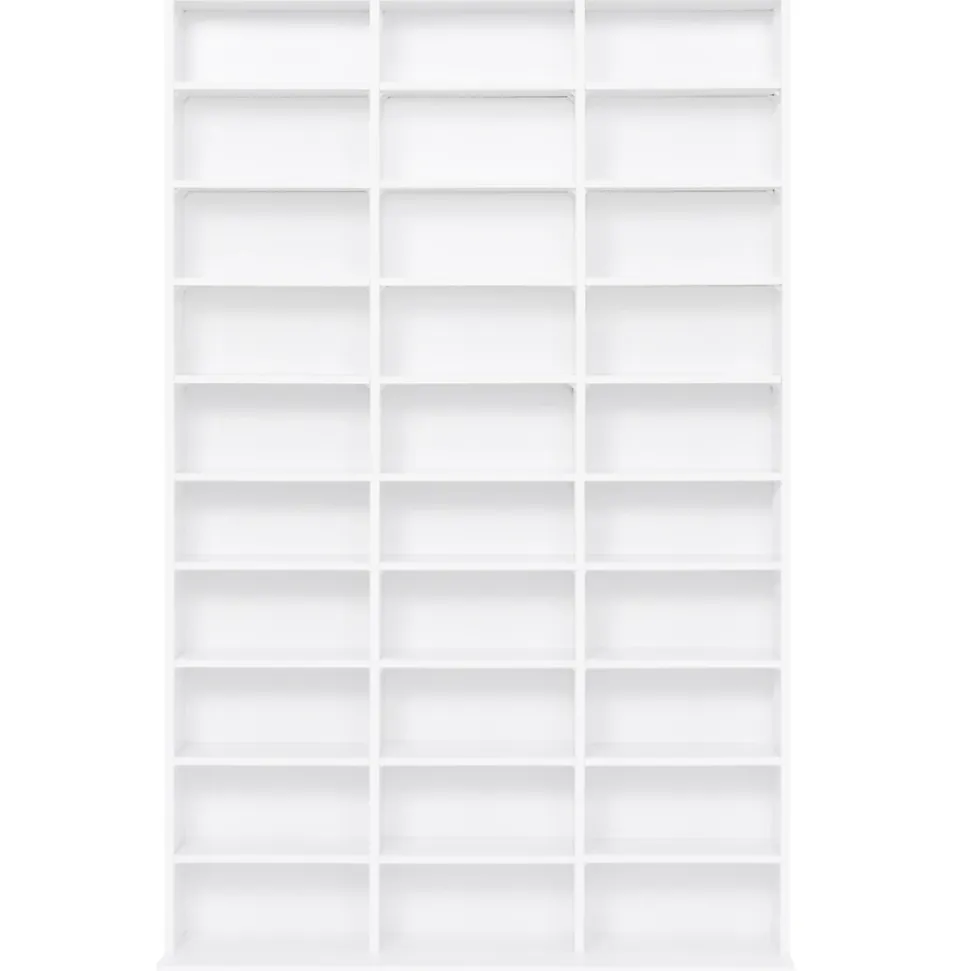 Bibliothèque étagère CD CEYLIA 30 cases avec étagères modulables bois blanc