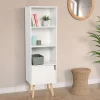 Bibliothèque étagère de rangement colonne EMMIE scandinave blanc