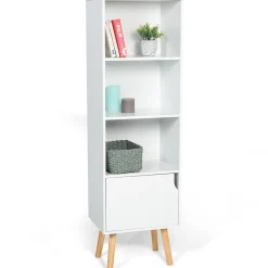 Bibliothèque étagère de rangement colonne EMMIE scandinave blanc