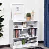 Bibliothèque étagère meuble de rangement dim. 90L x 24l x 91H cm 4 niveaux 3 panneaux arrières panneaux de particules blanc