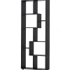 Bibliothèque étagère meuble de rangement dim. 70L x 24l x 178H cm en zigazag et 8 espaces en panneau de particules noir