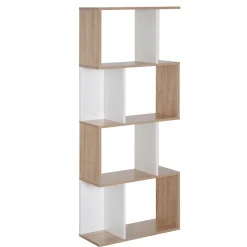 Bibliothèque étagère meuble de rangement design contemporain en S 4 étagères 60L x 24l x 148H cm chêne blanc