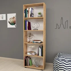 Bibliothèque Vara à 5 niveaux 172 x 55 x 20 cm effet chêne en.casa
