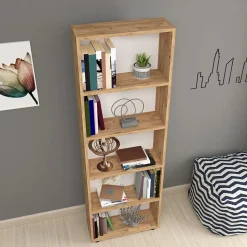 Bibliothèque Vara à 5 niveaux 172 x 55 x 20 cm effet chêne en.casa