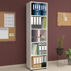 Bibliothèque Vara à 5 niveaux 178 x 49 x 30 cm blanc en.casa