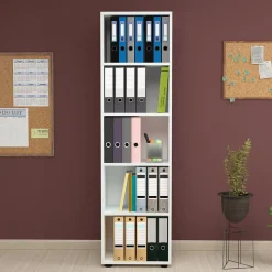 Bibliothèque Vara à 5 niveaux 178 x 49 x 30 cm blanc en.casa