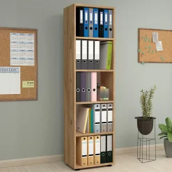 Bibliothèque Vara à 5 niveaux 178 x 49 x 30 cm effet chêne en.casa