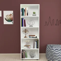 Bibliothèque Vara à 5 niveaux 172 x 55 x 20 cm blanc en.casa