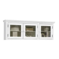 Bibliothèque Vitrine Blanche 9 Portes Vitrées Style Anglais L 163 H 170 P 37 cm - L 163 x l 37 x H 170 cm