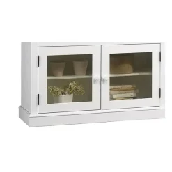Bibliothèque Vitrine Blanche 9 Portes Vitrées Style Anglais L 163 H 170 P 37 cm - L 163 x l 37 x H 170 cm