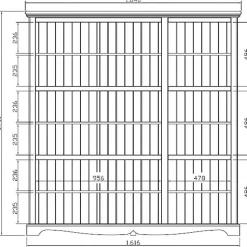 Bibliothèque Vitrine Blanche 9 Portes Vitrées Style Anglais L 163 H 170 P 37 cm - L 163 x l 37 x H 170 cm