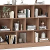 Bibliothèque,avec 10 Cubes Ouvertes, Étagère à 3 Niveaux pour Livres Jouets, pour Salon,Chambre, 140x24x104CM (Naturel)