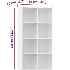 Bibliothèque/Buffet Blanc 66x30x130 cm Bois d'ingénierie vidaXL