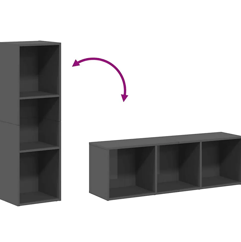 Bibliothèque/Meuble TV Gris brillant vidaXL