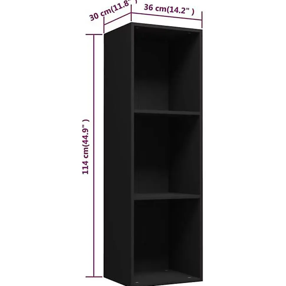 Bibliothèque/Meuble TV noir 36x30x114 cm bois d'ingénierie vidaXL