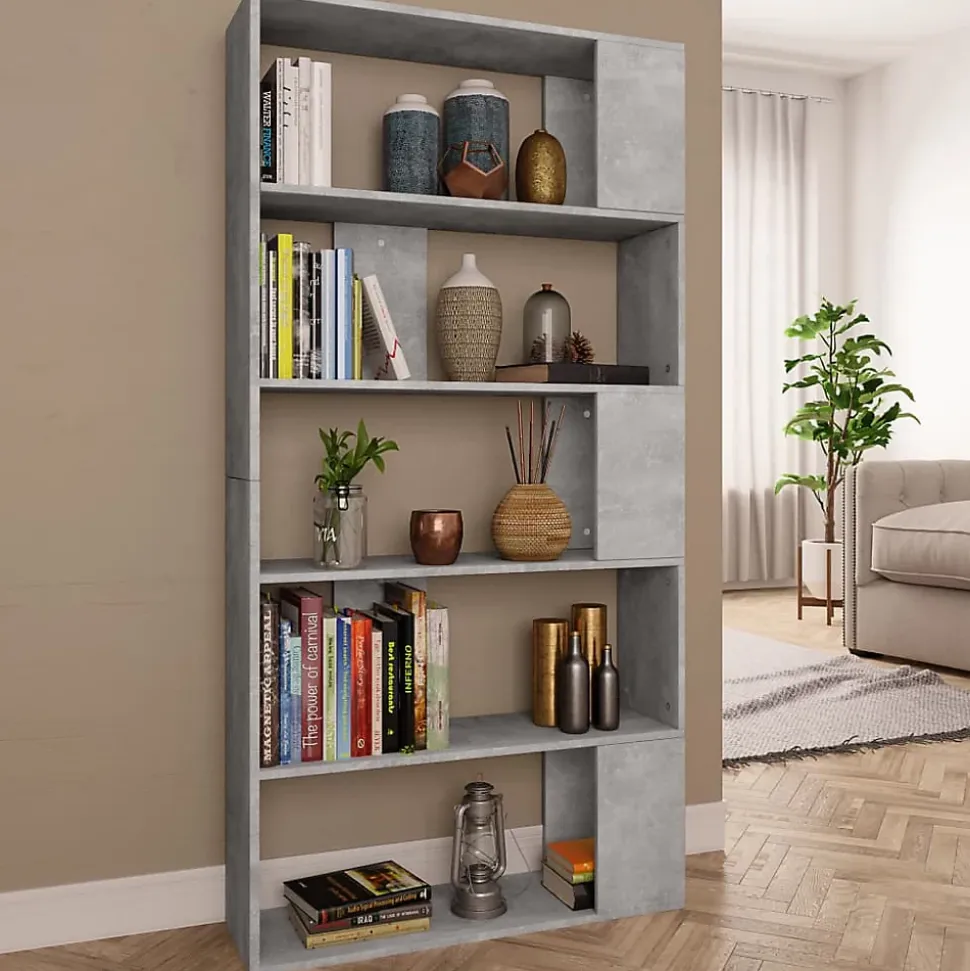 Bibliothèque/Séparateur de pièce Gris béton vidaXL