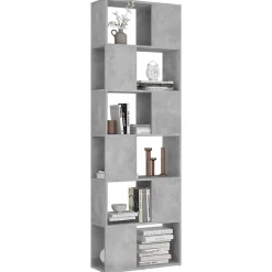 Bibliothèque/Séparateur de pièce Gris béton 60x24x186 cm vidaXL