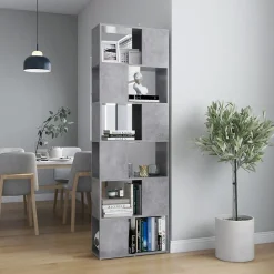 Bibliothèque/Séparateur de pièce Gris béton 60x24x186 cm vidaXL