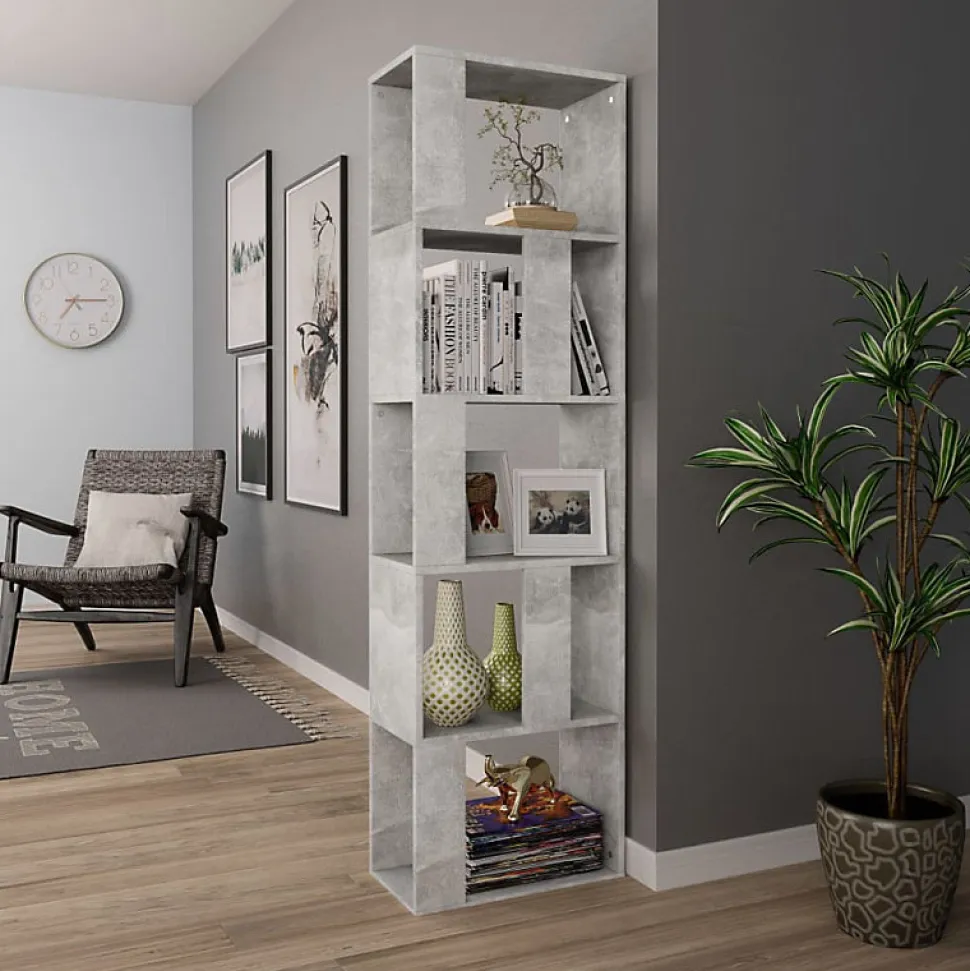 Bibliothèque/Séparateur de pièce Gris béton vidaXL