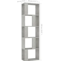 Bibliothèque/Séparateur de pièce Gris béton vidaXL