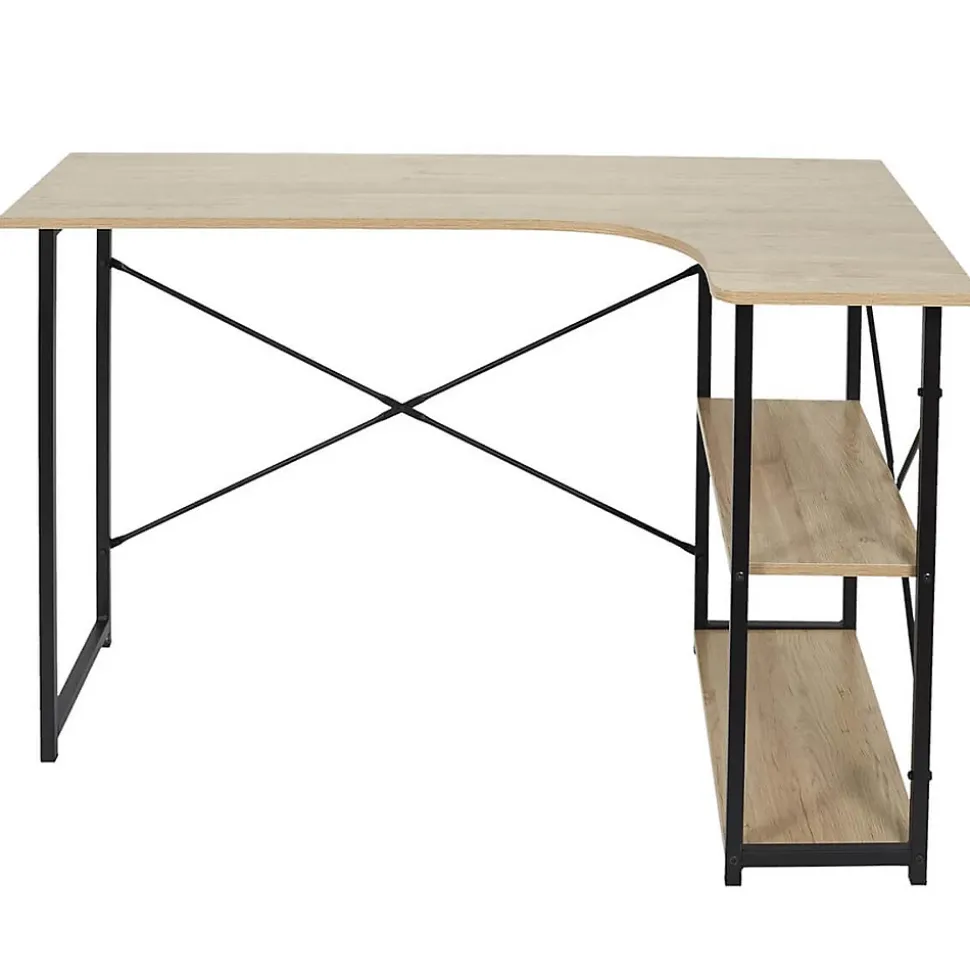 BIWO - Bureau d'Angle Noir et avec 2 Tablettes