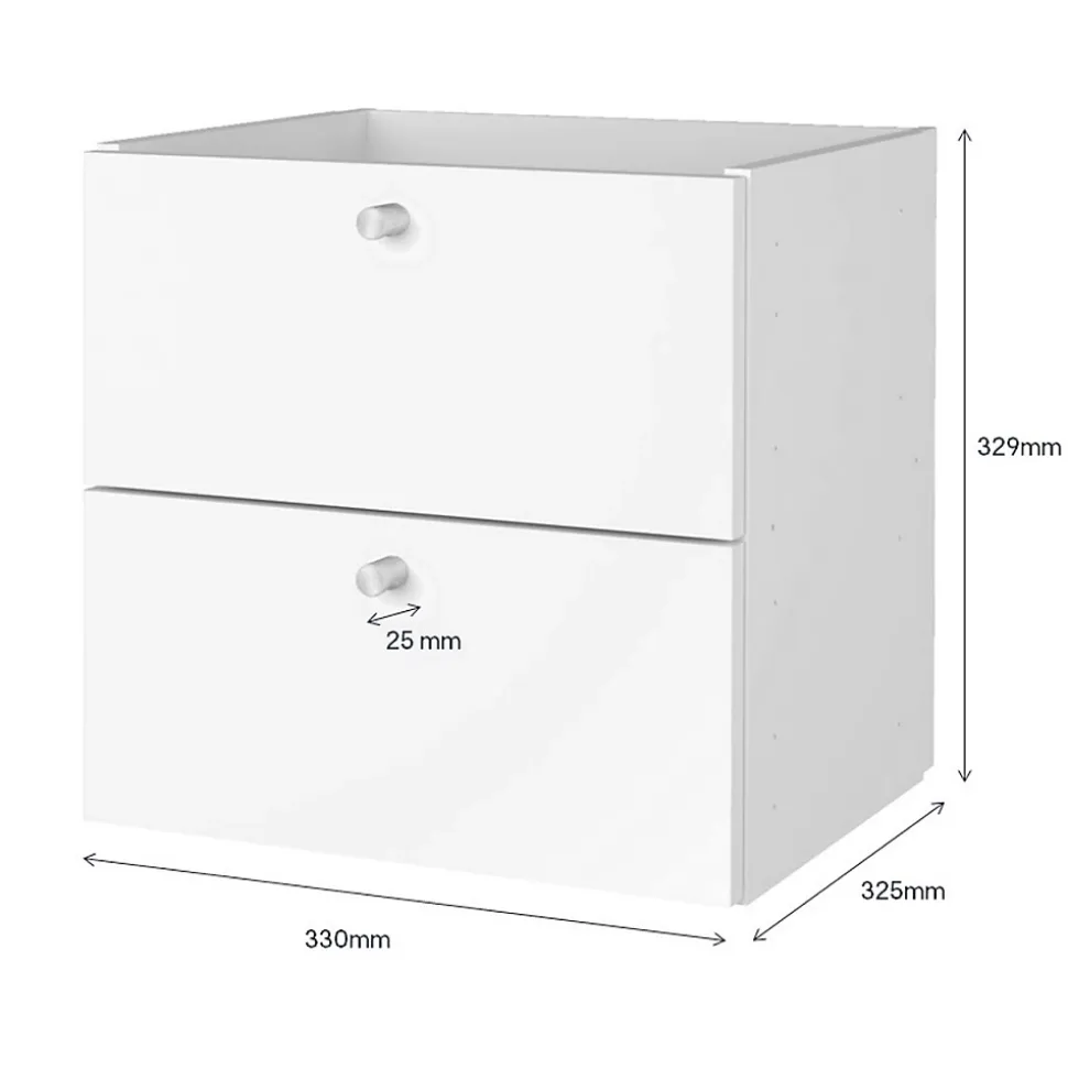 Bloc avec 2 tiroirs pour étagère cube GoodHome Mixxit blanc