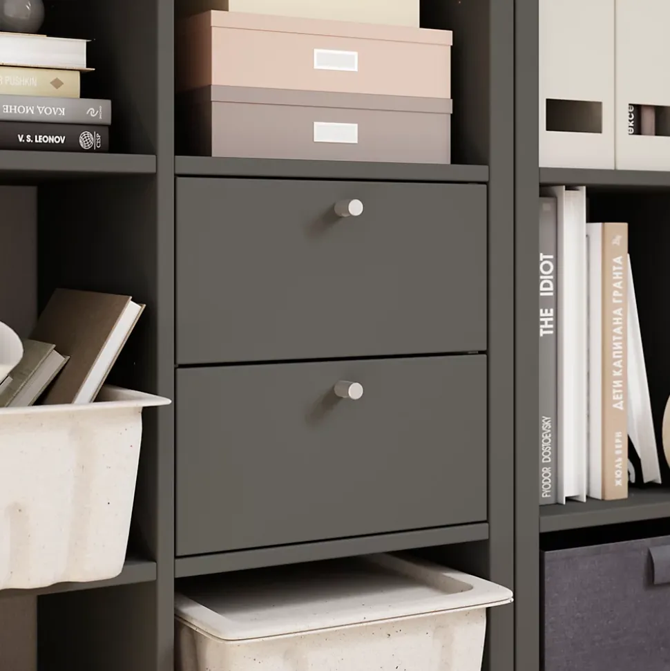 Bloc avec 2 tiroirs pour étagère cube GoodHome Mixxit anthracite