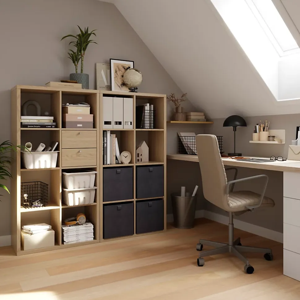 Bloc avec 2 tiroirs pour étagère cube GoodHome Mixxit effet chêne