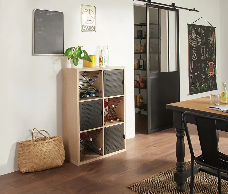Bloc avec porte en métal pour étagère cube GoodHome Mixxit noir