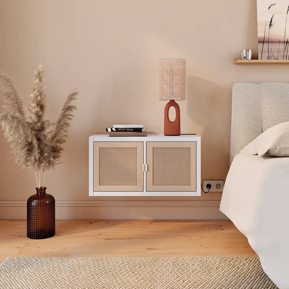 Bloc avec porte pour étagère cube GoodHome Mixxit effet chêne et cannage