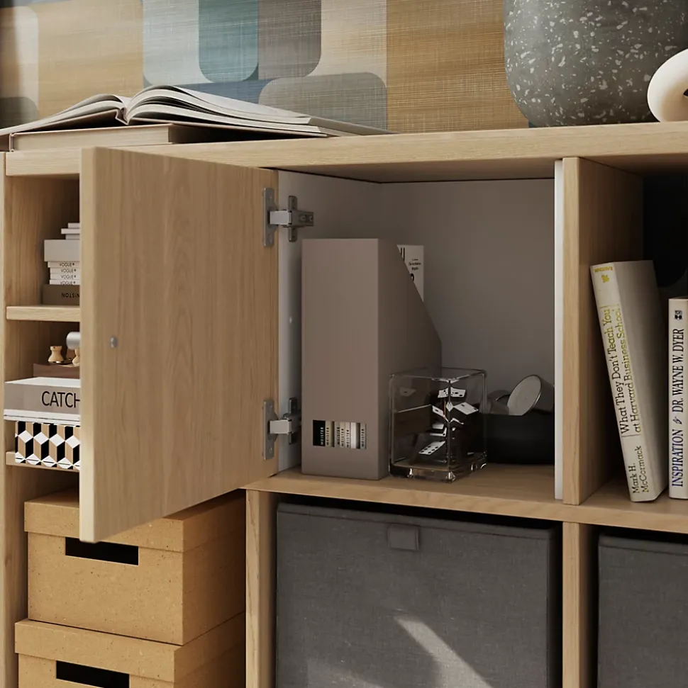 Bloc avec porte pour étagère cube GoodHome Mixxit effet chêne