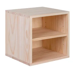 Bloc avec tablette en pin massif pour étagère cube
