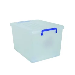 Boite de rangement avec roulettes Blanc Transparent 37L MSV