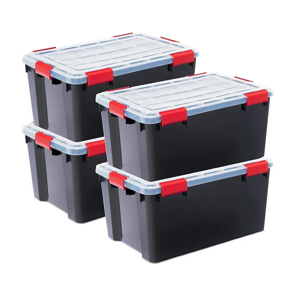 Boite de Rangement Hermétique, 50L, Lot de 4, Noir, DDAT-L, Iris Ohyama