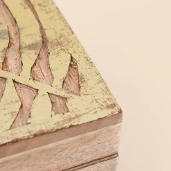 Boite en bois couvercle or 10x15cm