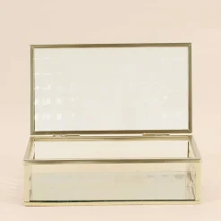 Boite en verre et métal doré 18x10cm