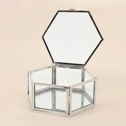 Boite hexagonale en verre 12x11cm