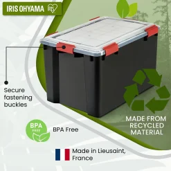 Boite Rangement Hermétique Plastique, 70L, Unité, Noir, WSB-70, Iris Ohyama