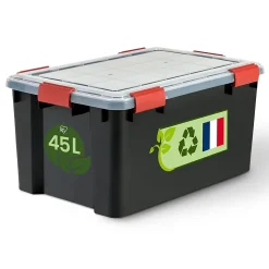 Boite Rangement Hermétique Plastique, 45L, Unité, Noir, WSB-45, Iris Ohyama