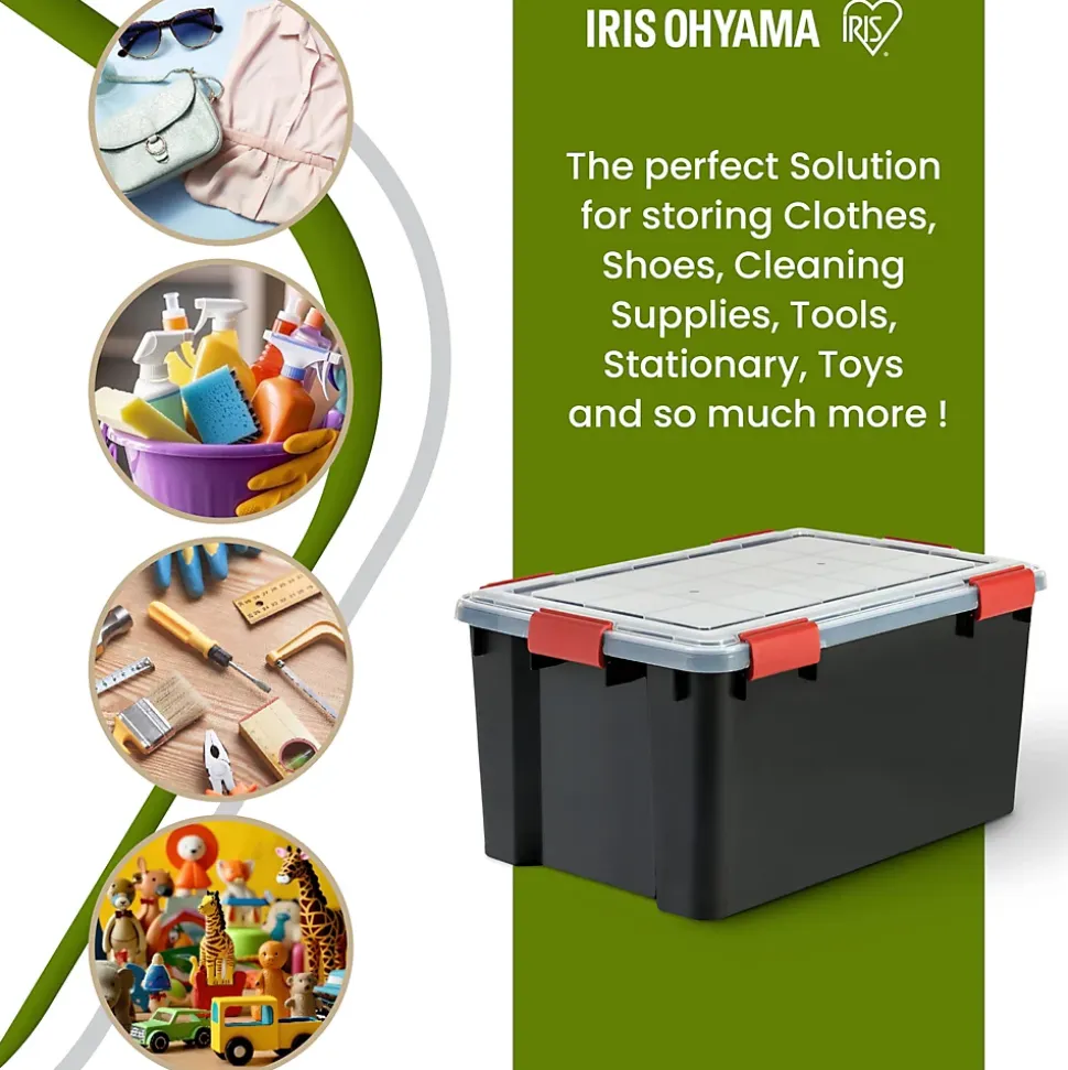 Boite Rangement Hermétique Plastique, 45L, Unité, Noir, WSB-45, Iris Ohyama