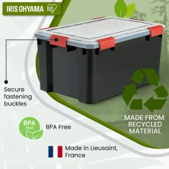 Boite Rangement Hermétique Plastique, 45L, Unité, Noir, WSB-45, Iris Ohyama