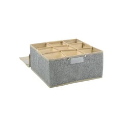 Boite Tiroir de rangement microaérée et respirant avec 9 compartiments et couvercle Gris MSV