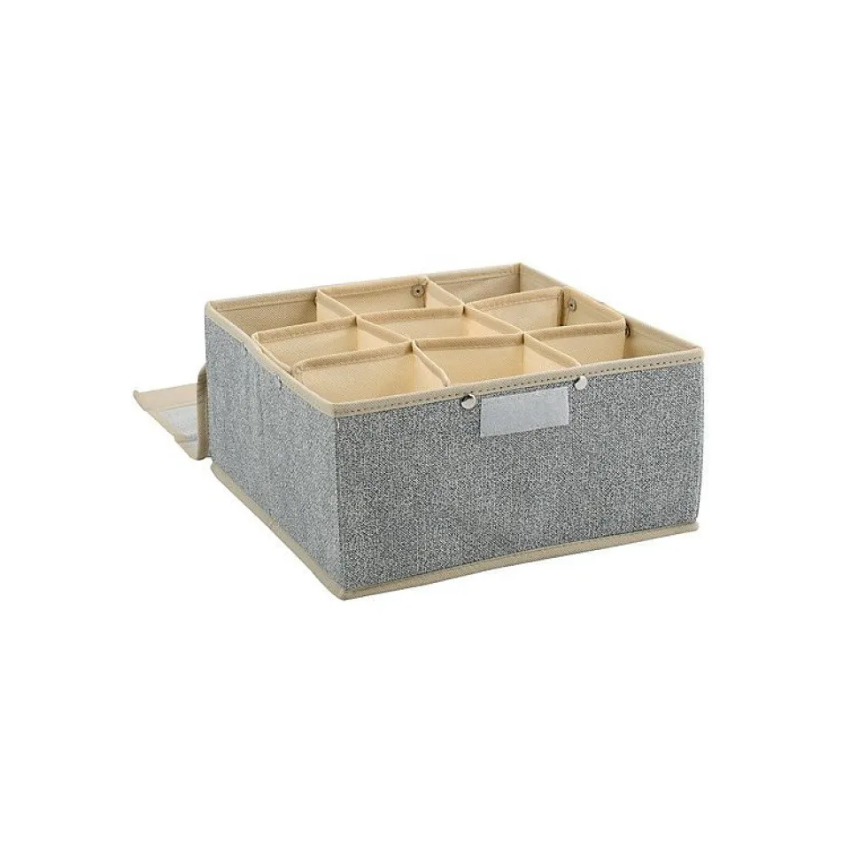 Boite Tiroir de rangement microaérée et respirant avec 9 compartiments et couvercle Gris MSV