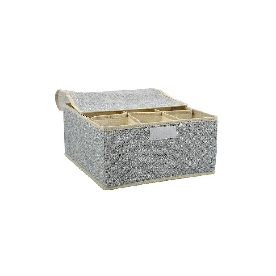 Boite Tiroir de rangement microaérée et respirant avec 9 compartiments et couvercle Gris MSV